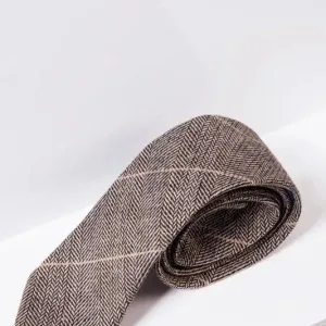 Cravate Ted coloris beige tweed à carreaux