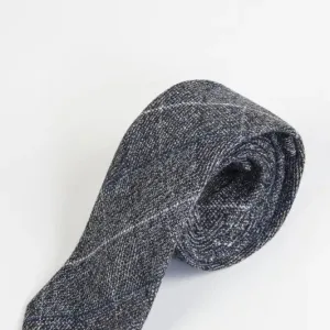 Cravate tweed à carreaux Scott coloris gris - Marc Darcy