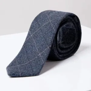 Cravate tweed bleue à carreaux Scott - Marc Darcy