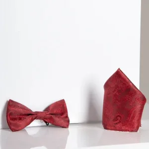 Ensemble Gentlemen Marc Darcy Red Paisley avec nœud papillon et pochette