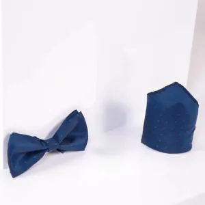 Ensemble Gentlemen Nœud Papillon à Pois Bleus Avec Pochette Assortie