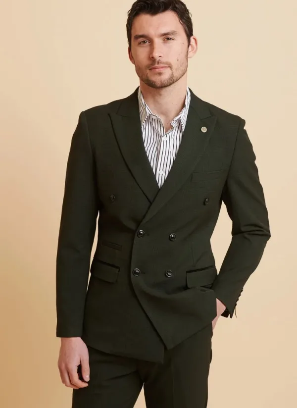 Marc Darcy - Blazer à Carreaux Bromley Vert Olive DB