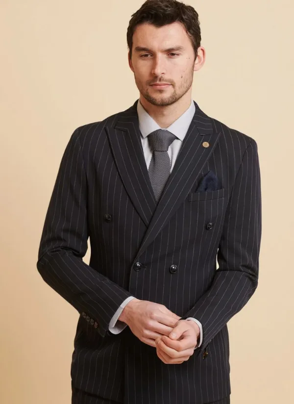 Marc Darcy - Blazer Rayé Rocco Bleu Marine DB