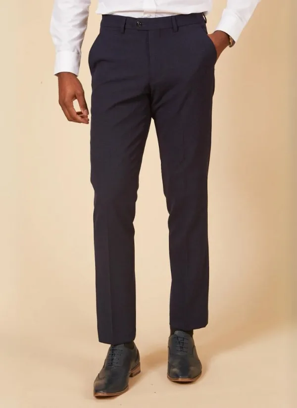 Marc Darcy - Pantalon à Motif Carreaux Bleu Marine Bromley