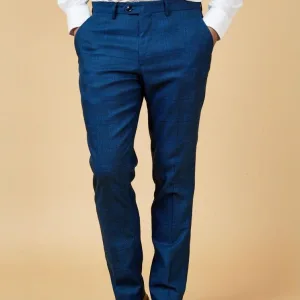 Marc Darcy - Pantalon à Motif Carreaux Jerry Bleu