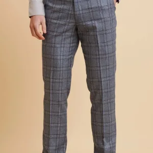 Marc Darcy - Pantalon Abbott Bleu Tweed à Carreaux