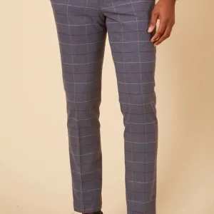 Marc Darcy - Pantalon Drake Bleu Ciel à Motif Carreaux
