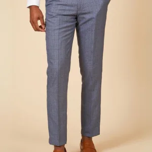Marc Darcy - Pantalon George Bleu Ciel à Motif Carreaux