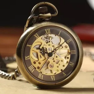 Montre à gousset squelette rétro coloris bronze