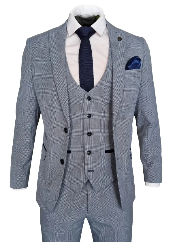 Notre costume 3 pièces bleu clair à rayures - Bromley bleu clair suit