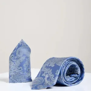 Set accessoire gentlemen bleu ciel Paisley avec cravate et pochette - Marc Darcy