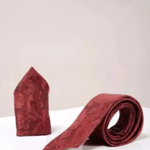 Set accessoires gentlemen bordeaux avec cravate et pochette - Marc Darcy