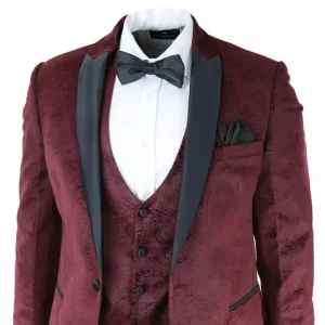 Smoking bordeaux en velours à motifs Paisley