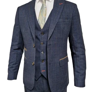 TAVERNY Admiral - Costume homme Check Marine