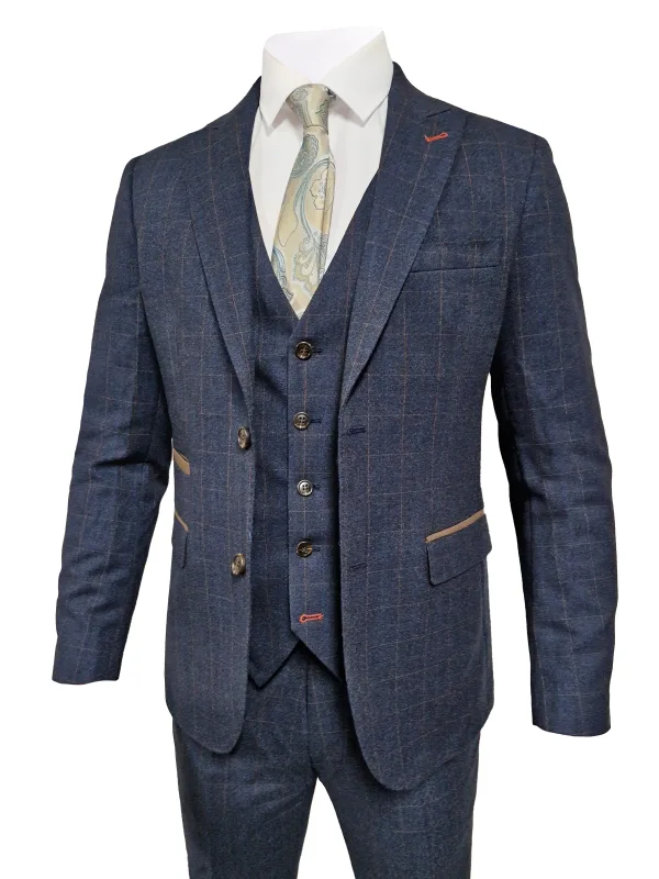 TAVERNY Admiral - Costume homme Check Marine