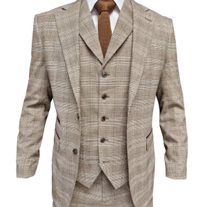 TAVERNY Captain - Costume pour homme à carreaux beige