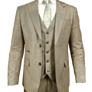 TAVERNY Major - Costume Trois Pièces Pour Hommes Beige