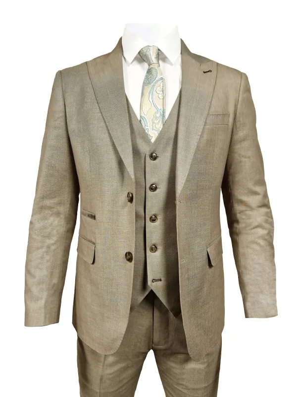 TAVERNY Major - Costume Trois Pièces Pour Hommes Beige